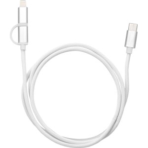 Weißes USB-C Schnellladekabel mit USB-C und Lightning Anschluss für Audio-Zubehör.