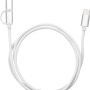 Weißes USB-C Schnellladekabel mit USB-C und Lightning Anschluss für Audio-Zubehör.