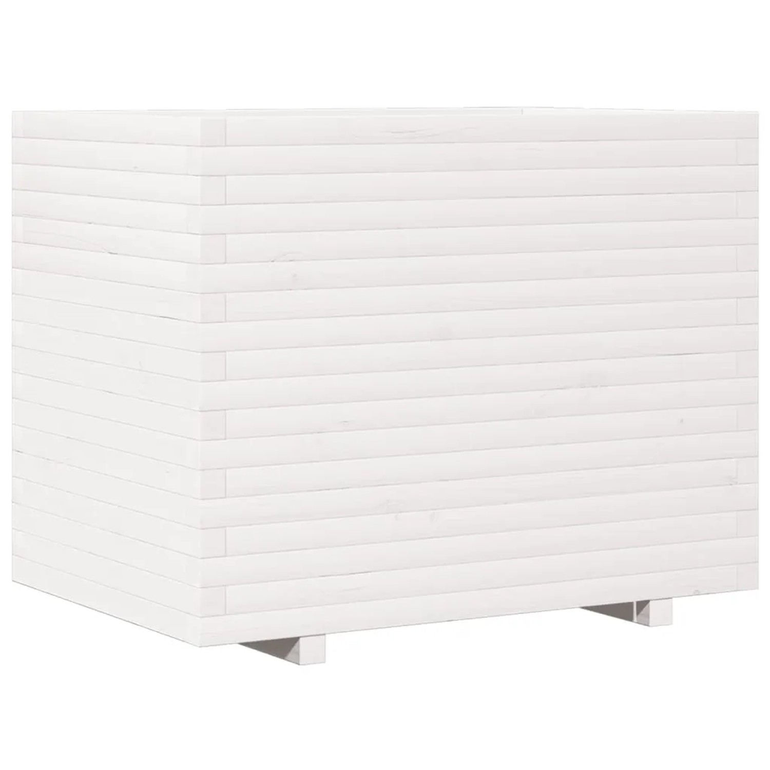 Weißer vidaXL Pflanzkübel (90x60x72,5 cm) aus Kiefernholz für Garten, Balkon oder Terrasse.