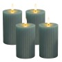 Relaxdays LED Kerzen 4er Set Echtwachs Khaki Flammenlos Flackernd 13 cm x 7,5 cm