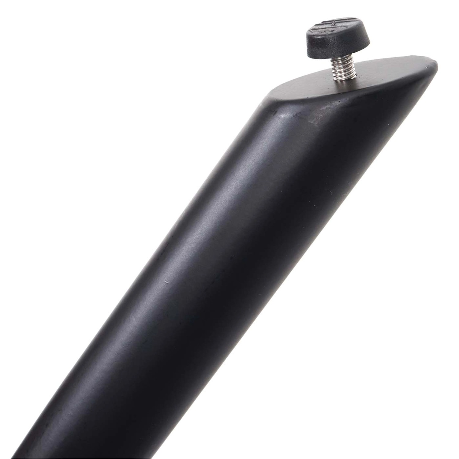 Detailaufnahme: Schwarzes Stuhlbein mit verstellbarem Fuß des MCW Esszimmerstuhls.