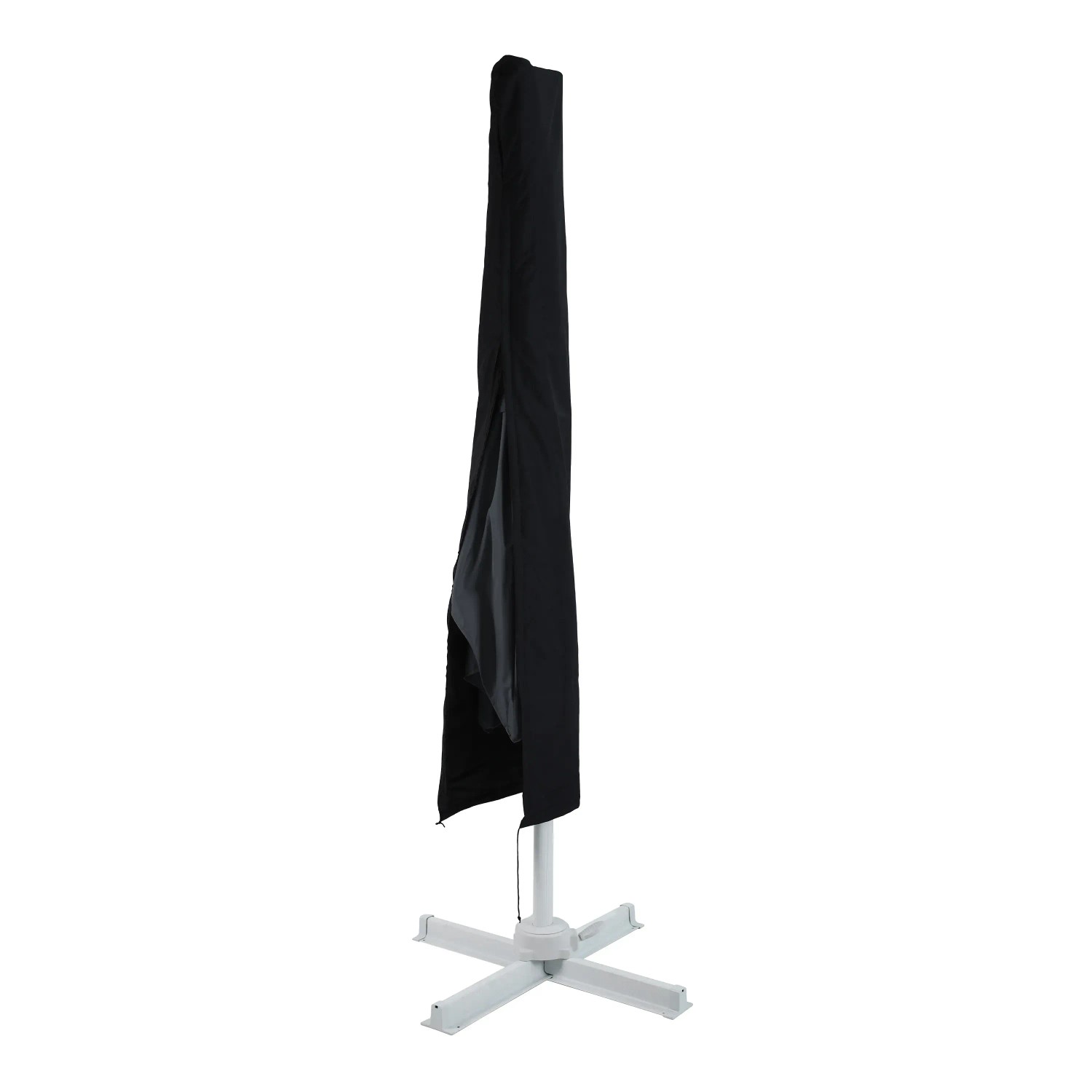Grauer AXI Ampelschirm 300x200 cm mit Schutzhülle auf weißem Ständer.