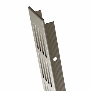 Aluminium Lüftungsgitter, Edelstahl-Optik, 60x500mm, mit länglichen Luftlöchern.
