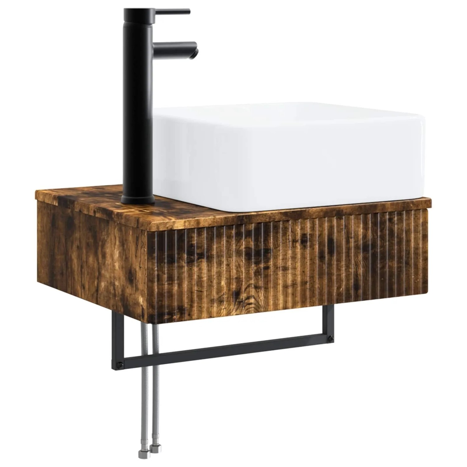 vidaXL Wandmontiertes Waschbecken Geräucherte Eiche 50 x 41 x 39 cm 890193
