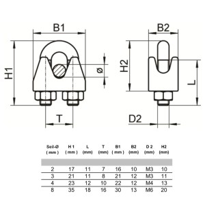 SOTECH Drahtseilklemme für 3 mm Edelstahl AISI 316 V4A