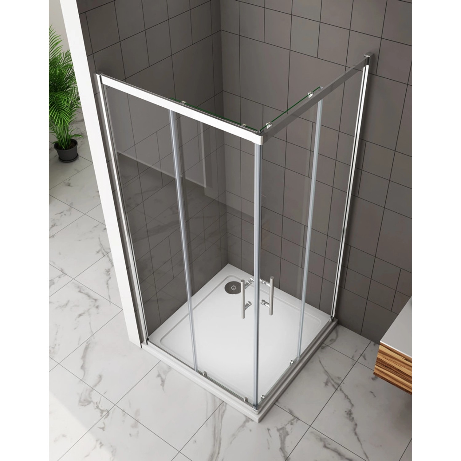 Duschparadies Duschkabine 90x90cm Eckeinstieg Duschkabinen 5mm ESG Sicherheitsglas Dusche Duschtür Höhe 185cm Schiebetür_5
