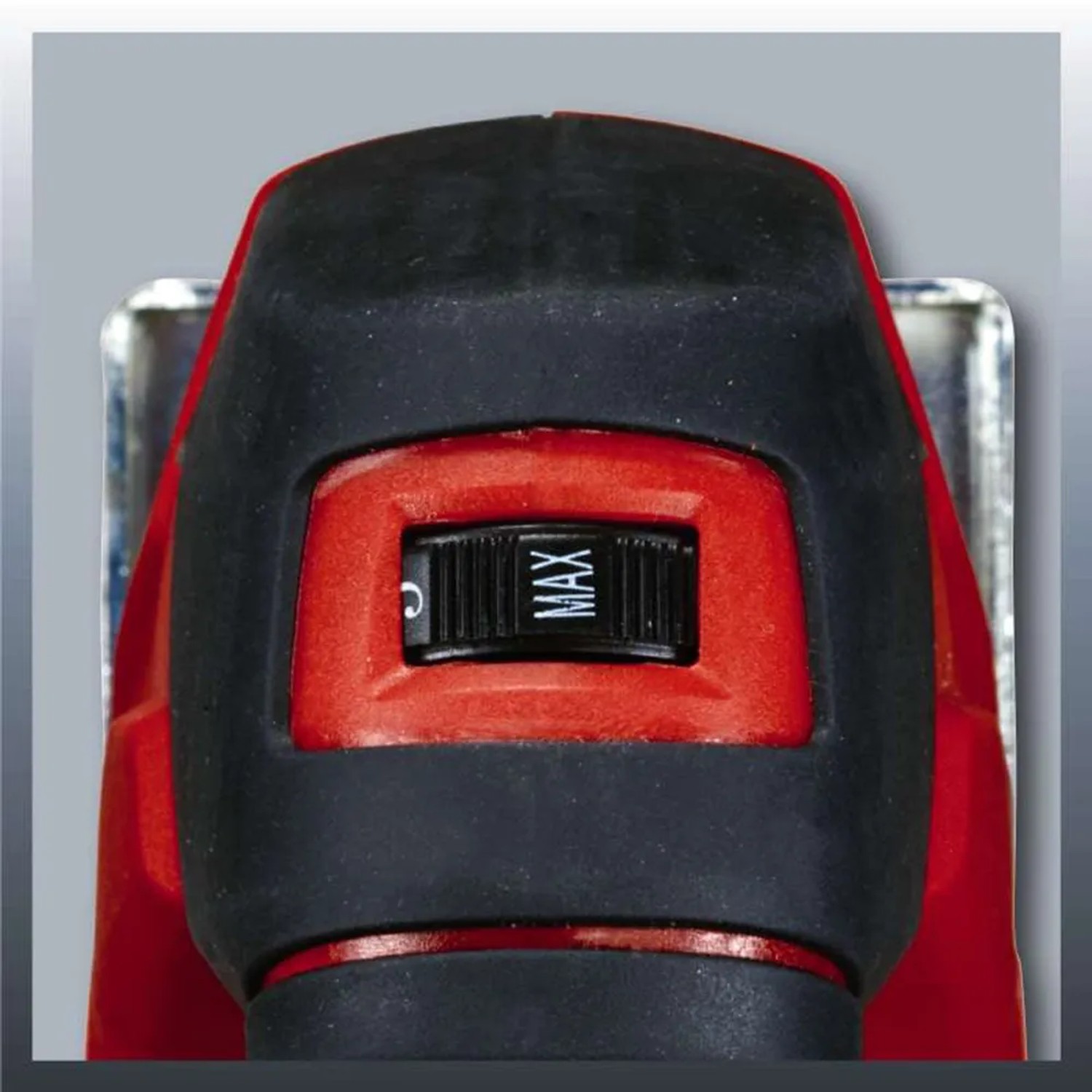 Detailaufnahme: Einhell Stichsäge TC-JS 60/1 mit Drehzahleinstellung auf "MAX".