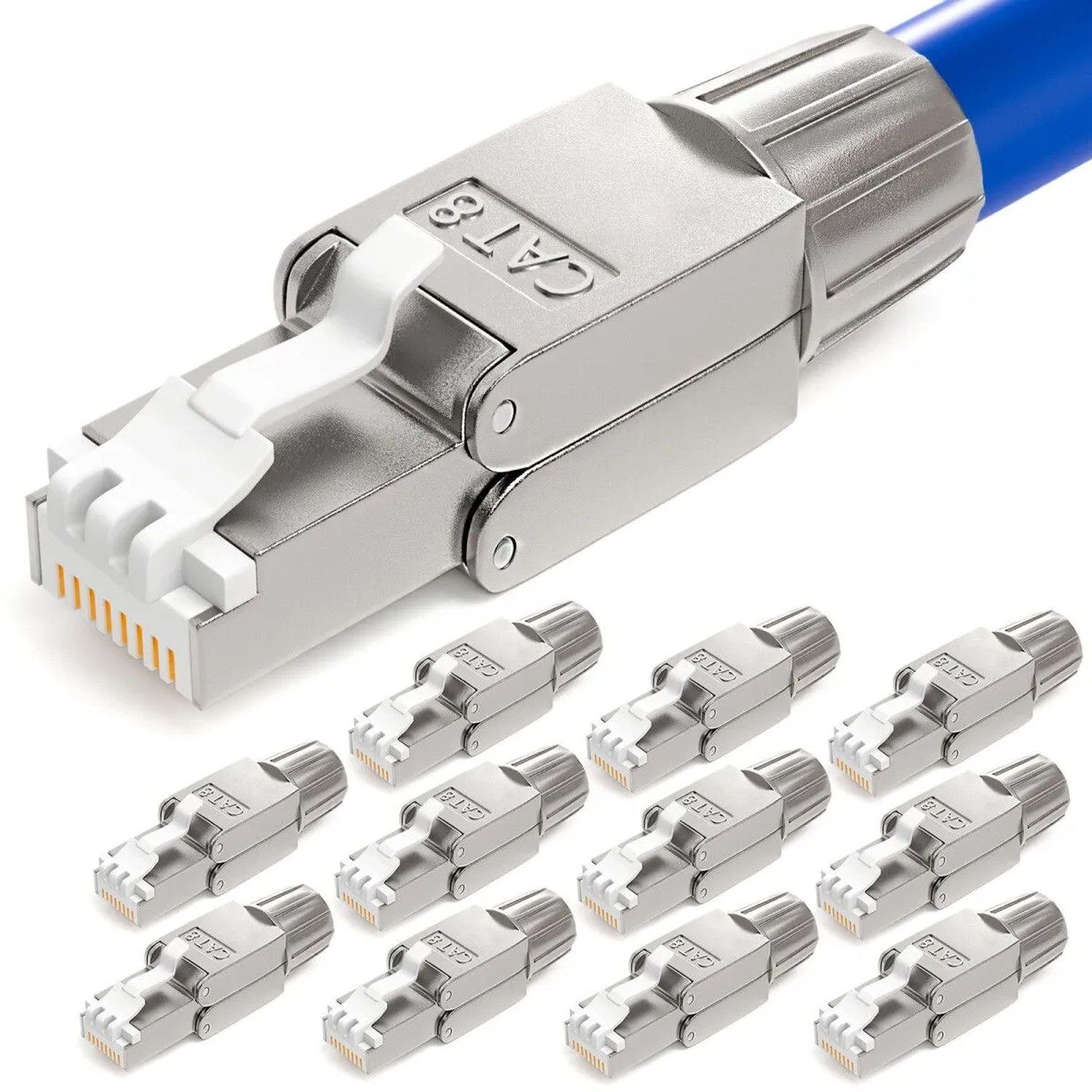hb-digital 12x Netzwerkstecker CAT 8 RJ45 LSA STP Kontakte Vergoldet 50u