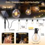 Solar G40 LED Lichterkette 7m für außen, mit warmweißen Glühbirnen und Solarpanel mit Erdspieß.