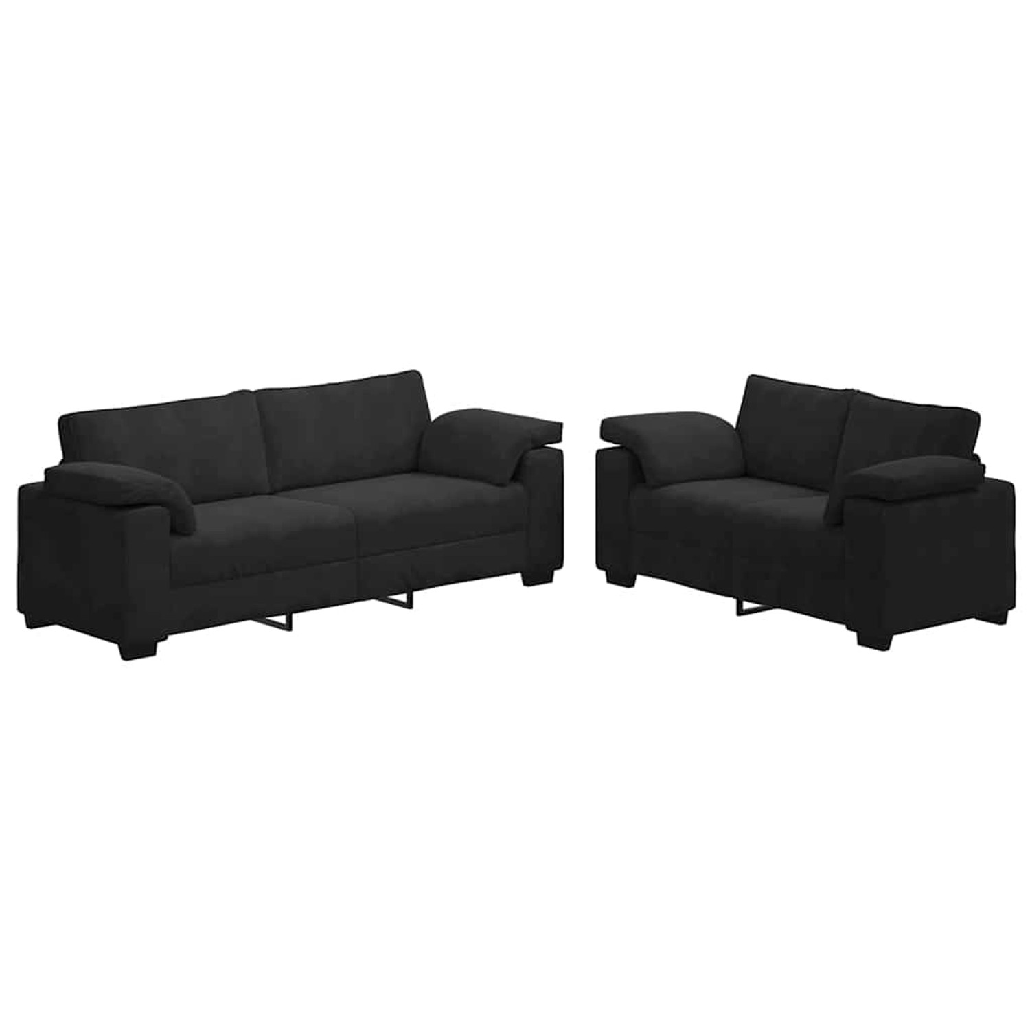 vidaXL 2-Teiliges Sofa-Set mit Kissen Schwarz Samt 3324754