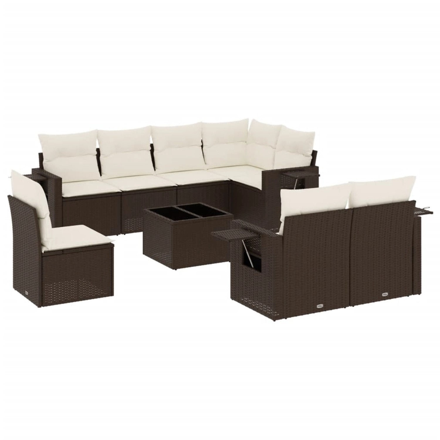 vidaXL 9-Tlg Garten-Sofagarnitur mit Kissen Braun Poly Rattan 3220452 günstig online kaufen