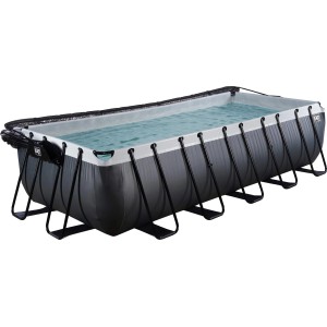 Rechteckiger Exit Black Leather Pool 540x250x122 cm mit Stahlrahmen, Sandfilterpumpe und Abdeckung.