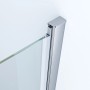 Detailaufnahme: Aquabatos Duschtür, Falttür mit ESG-Sicherheitsglas und Chromprofil.
