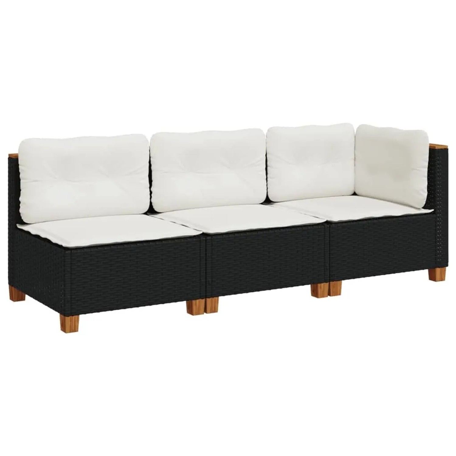 vidaXL Gartensofa mit Kissen 3-Sitzer Schwarz Poly Rattan 365920 günstig online kaufen