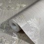 Glööckler Vliestapete Grau mit Krone, Blattmotiv und Wappenoptik auf Rolle.