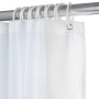 Ausziehbare Wenko Duschvorhangstange Luz, Chrom, mit Duschvorhang und Ringen.