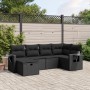 Schwarze 6-tlg. vidaXL Garten-Sofagarnitur aus Poly Rattan mit Kissen für Terrasse und Garten.