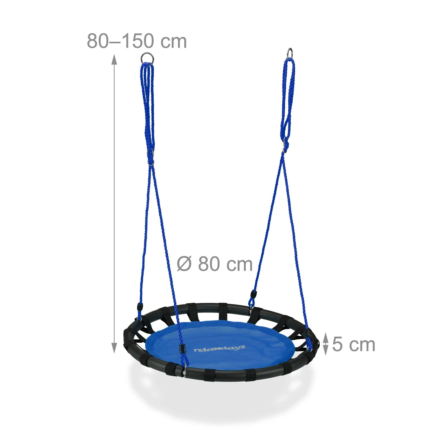 Relaxdays Nestschaukel Stoff Stahl Blau Höhenverstellbar ø 80 cm 2,5 kg