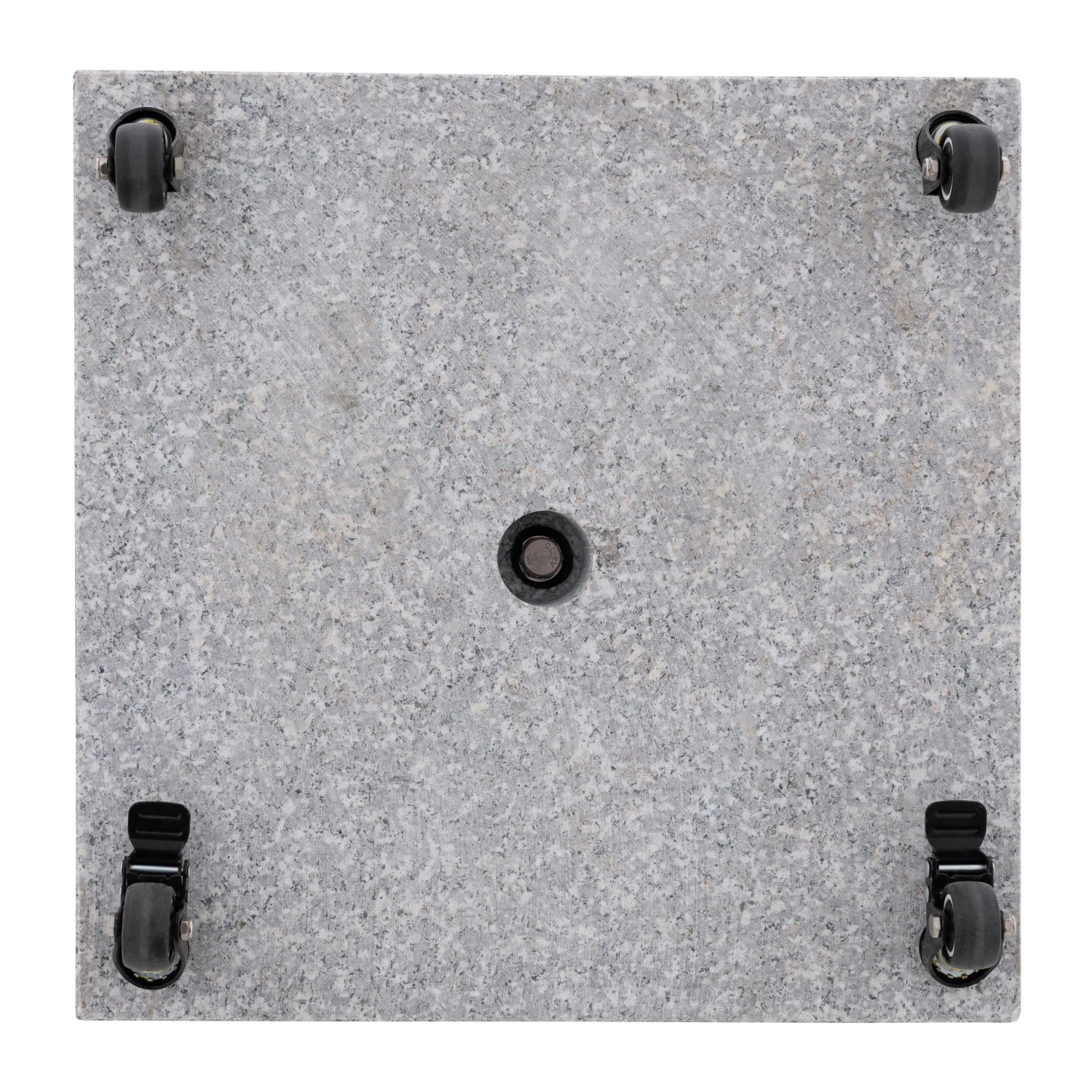 Doppler Granitsockel myZone Rollbar, 40 kg, grau, mit Rollen und Aufnahme für Sonnenschirm.