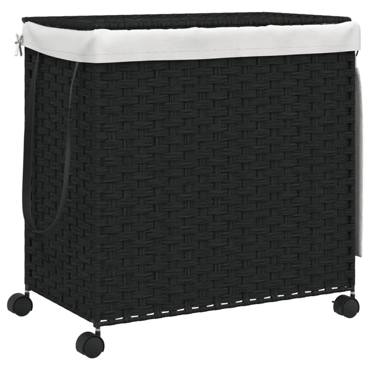 vidaXL Wäschekorb mit Rollen Schwarz 60x35x60,5 cm Rattan 372042
