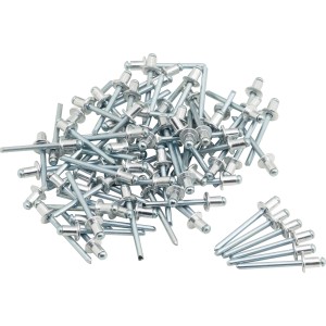 Silberne LUX Blindnieten 4,8x28mm, 50 Stück, zur Verbindung von Bauteilen.