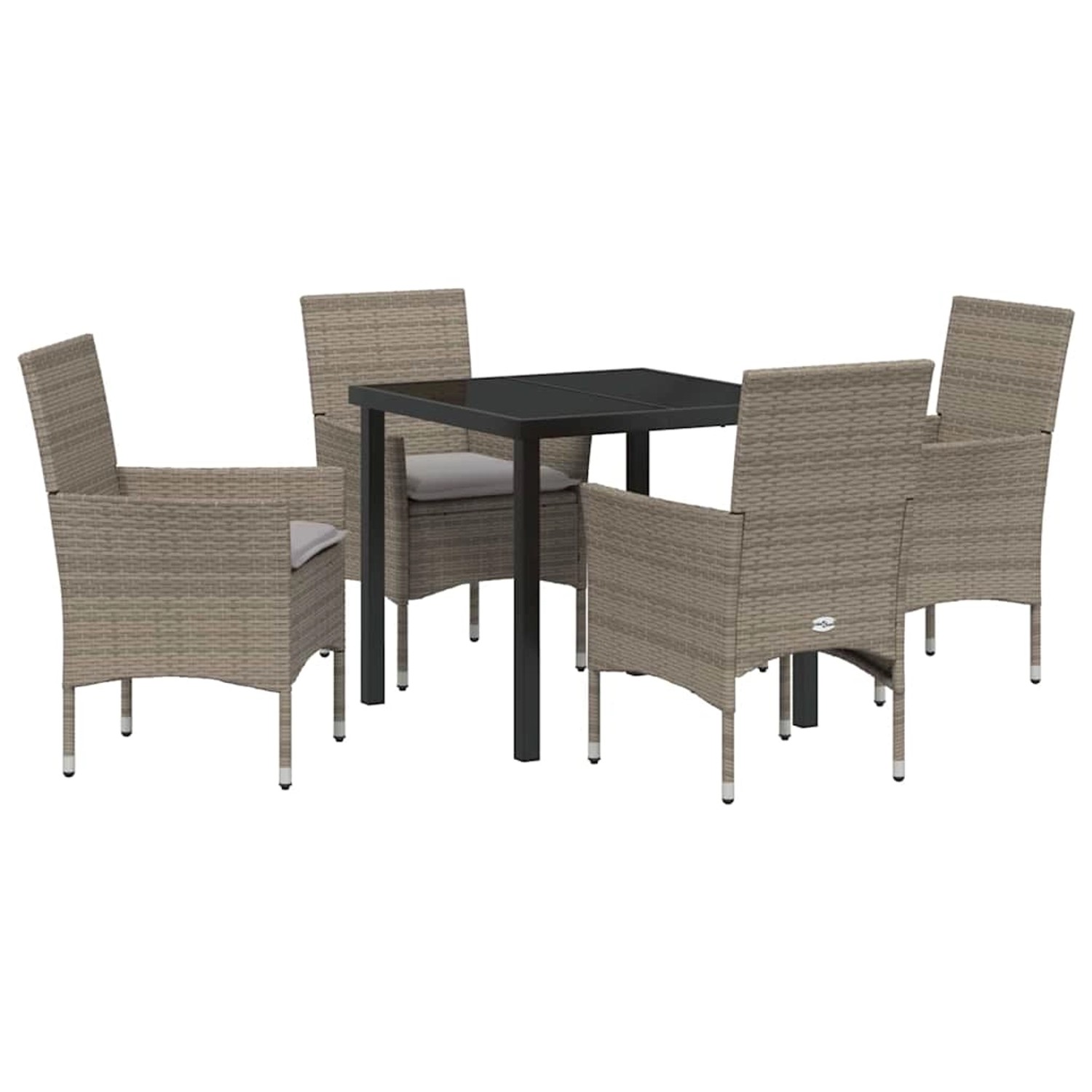 vidaXL Garten Essgruppe mit Kissen 5-Tlg Grau Poly Rattan 3379787 günstig online kaufen