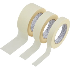 Flachkrepp Klebeband Set, beige, 3 Rollen in verschiedenen Breiten.