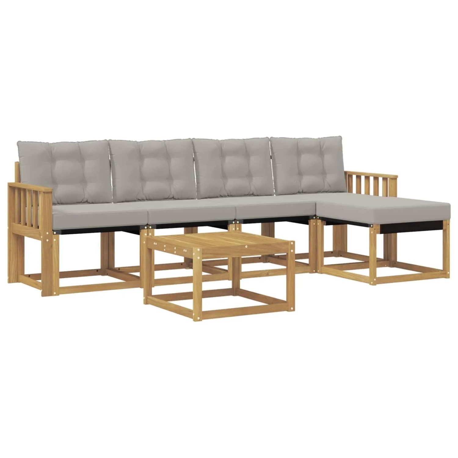 vidaXL Outdoor-Sofagarnitur mit Kissen 6-Tlg Weiß und Hellgrau 3389401