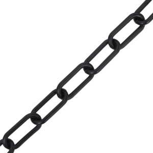 Schwarze DELUKE Absperrkette aus Kunststoff, 8 mm Durchmesser, Detailansicht.