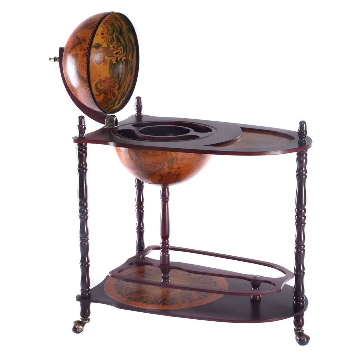 Costway Globusbar Minibar Flaschenregal mit Rollen & Tischplatte günstig online kaufen