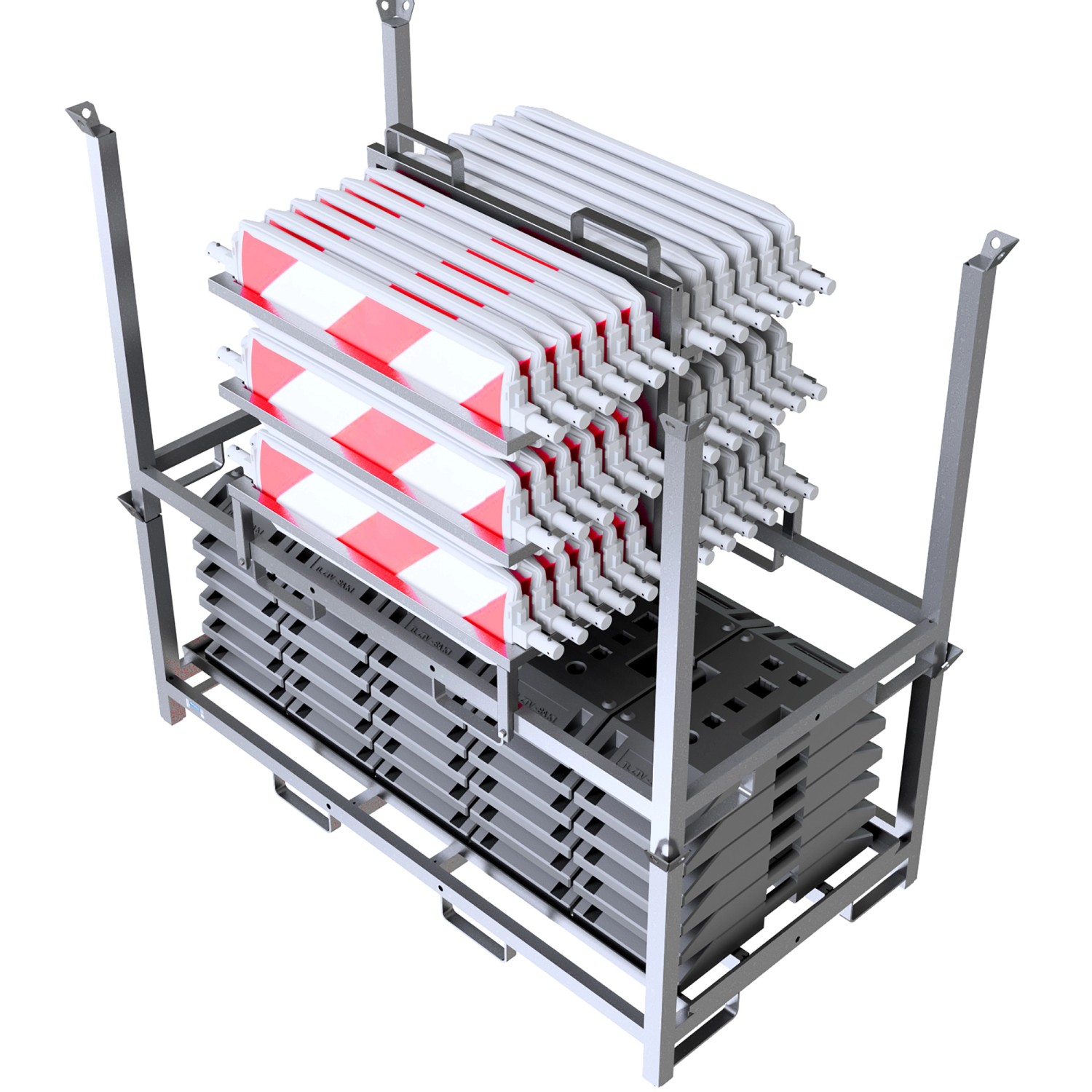 Schake Set-Baken mit Aufsatzteil RA2/B Doppelseitig Schraffiert Weiß-Rot 30 Stk.