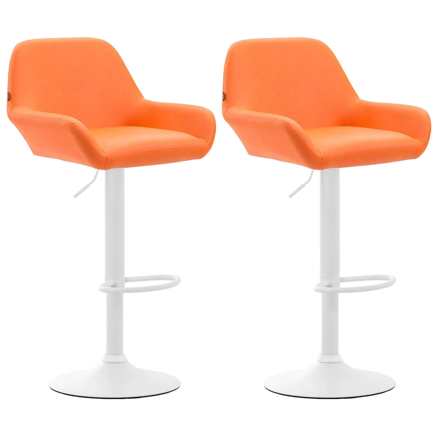 CLP 2er Set Barhocker Braga Kunstleder Orange/Weiß