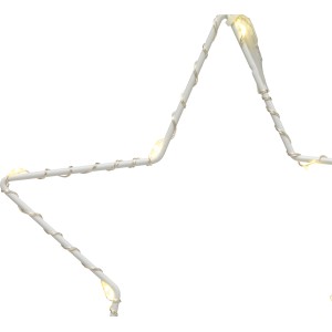 Weiß-transparenter Metallstern (15 cm) mit warmweißen LEDs für stimmungsvolle Außen- und Innendekoration.