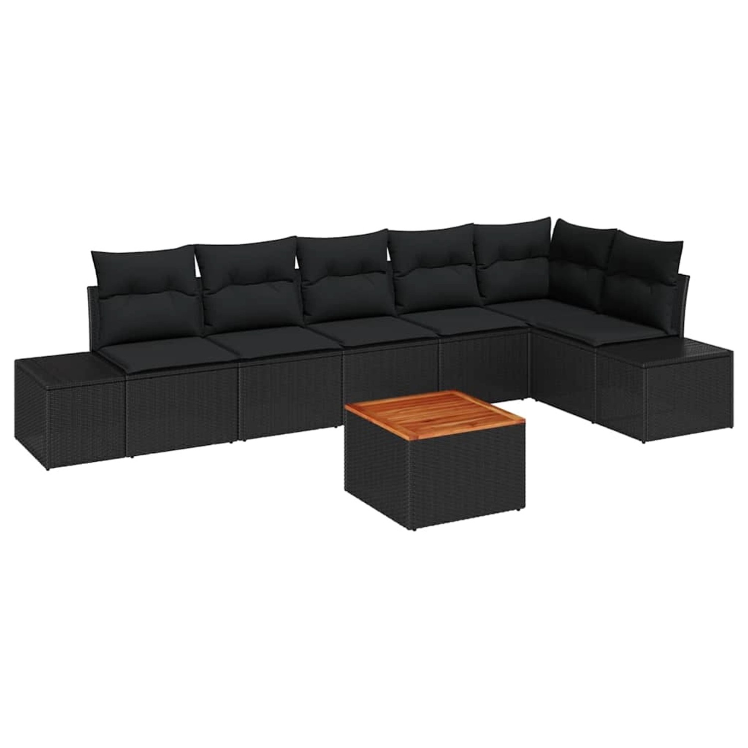 vidaXL Garten-Sofa-Set mit Kissen 7-Tlg Schwarz Poly Rattan 3347968 günstig online kaufen