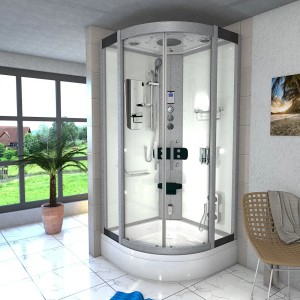 AcquaVapore D46-60T3-EC Dampfdusche 100x100 mit Regendusche, Massagedüsen und Klappsitz.