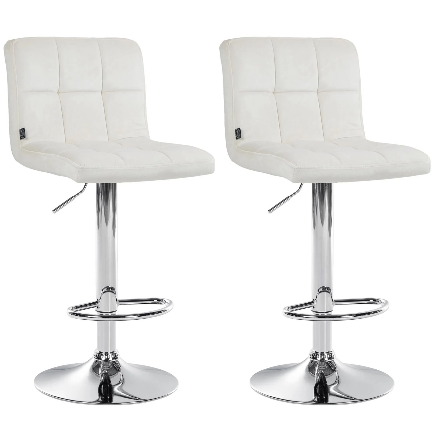 DELUKE 2er Set Barhocker REZAR Samt Creme 46x47x94cm Silber Barstuhl Mit Lehne Tresenhocker Tresenstuhl