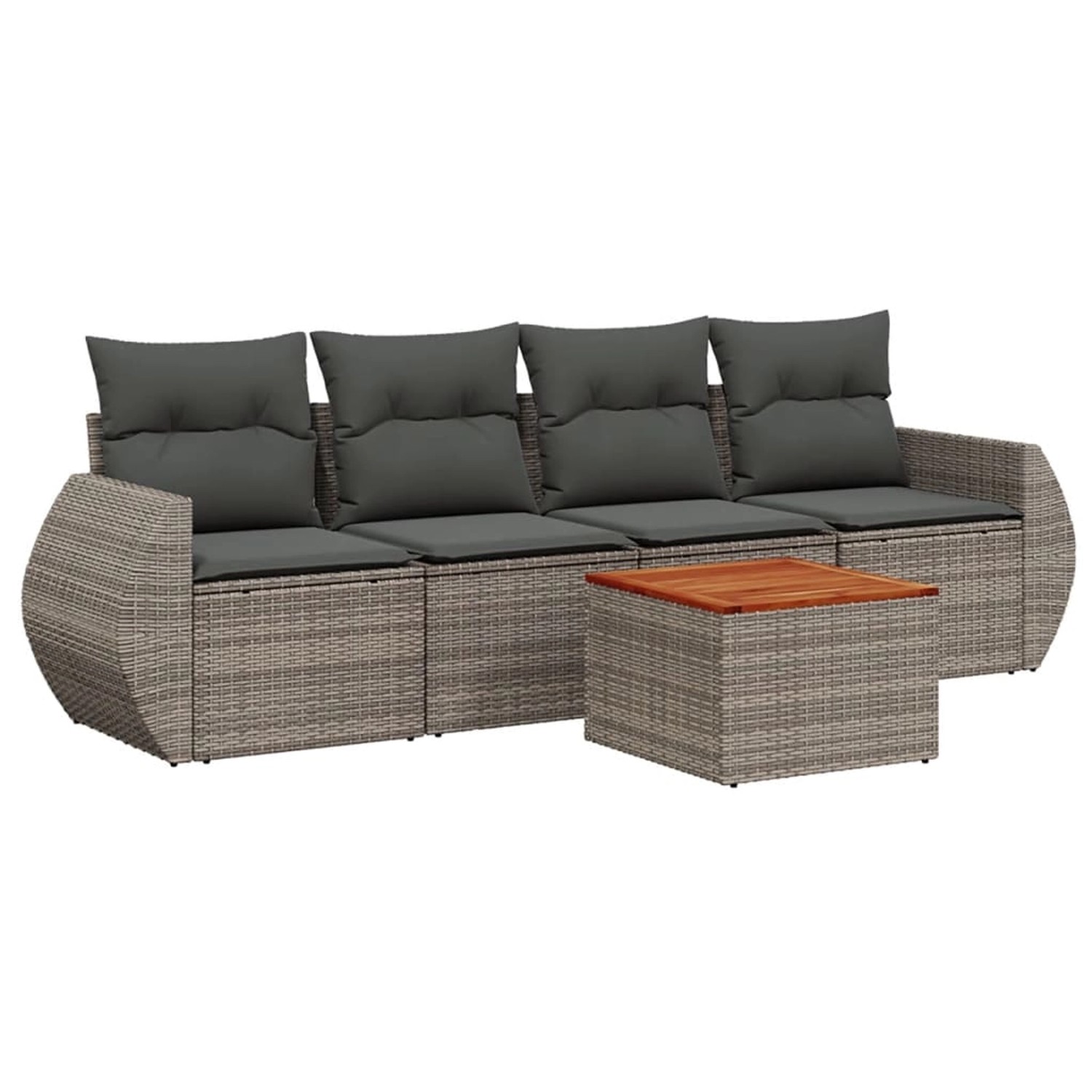 vidaXL 5-Tlg Garten-Sofagarnitur mit Kissen Grau Poly Rattan 3224884 günstig online kaufen