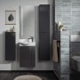 Fackelmann Bad-Hochschrank Luna, Anthrazit matt, 162x30,5x17cm. Badezimmer Hochschrank.