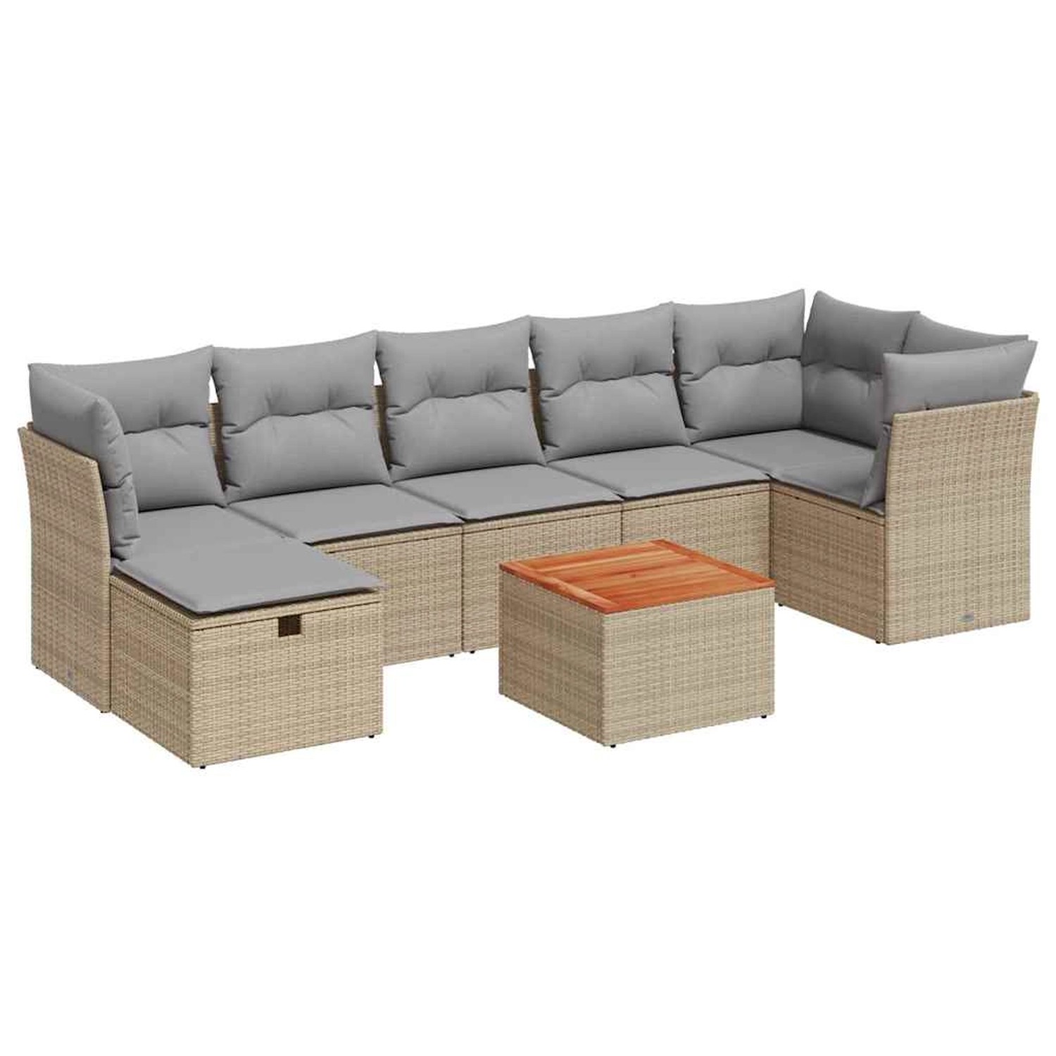 vidaXL 8-Tlg Garten-Sofagarnitur mit Kissen Beige Poly Rattan 3325769 günstig online kaufen