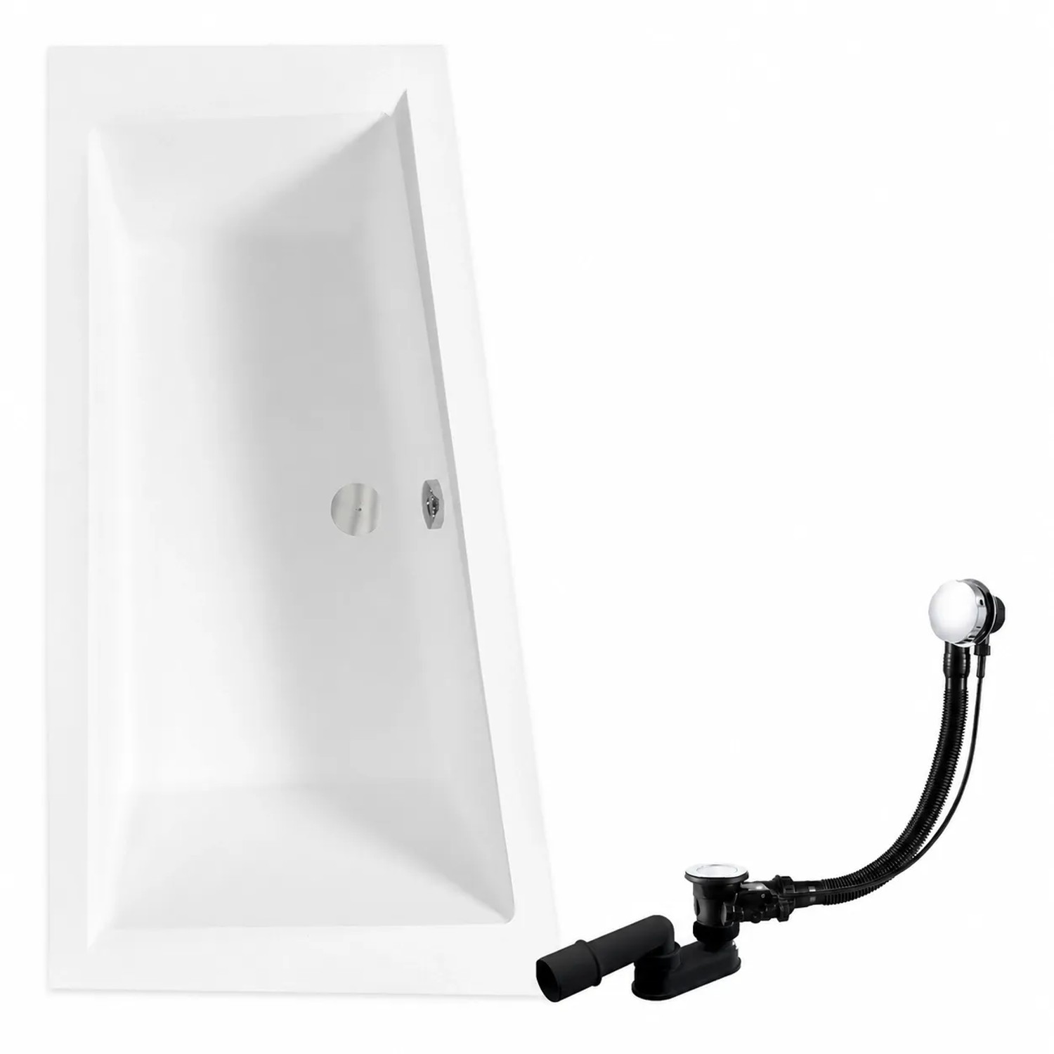 KOLMAN Badewanne Eckwanne 160 x 90 Cm Links Mit 1 Kopfstütze KODI Inkl. Ablauf Und Füße