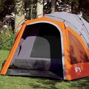 vidaXL Kuppel-Campingzelt 3 Personen Grau und Orange Quick Release 4004224