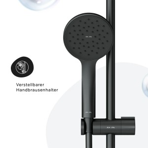 AM.PM Duscharmatur-Set Hit Schwarz: Thermostat, Handbrause und Stange. Modernes Design für Ihr Bad.