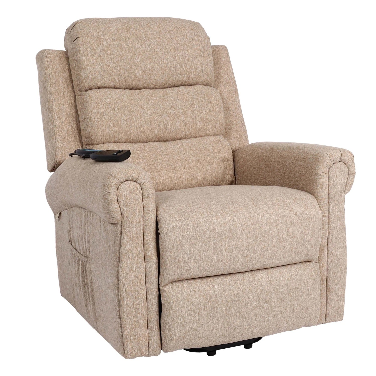 MCW Fernsehsessel K63 Aufstehhilfe Massage Heizfunktion Stoff/Textil Beige-Braun