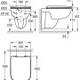 Technische Zeichnung: Grohe Start Edge Wand-WC mit Maßen für Installation und Design.