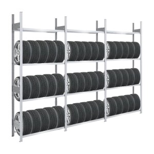 Verzinktes PROREGAL Reifenregal Tire Pro mit 4 Ebenen für bis zu 60 Reifen, Fachlast 150kg.