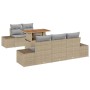 Beiges 6-tlg. vidaXL Garten-Sofa-Set aus Poly Rattan mit Tisch und Stauraum.