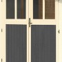 Karibu Zusatztür terragrau für Holz-Gartenhaus Kristiansund mit Kunstglas-Ausschnitten.