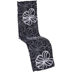 Beo Sitzauflage Boston für Relaxstuhl, 171x50x6cm, schwarz-weiß geblümt.