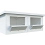 Weißer Palmako Marktstand Lenna Set 311 mit zwei Verkaufsklappen, lackiert und aus Fichtenholz.