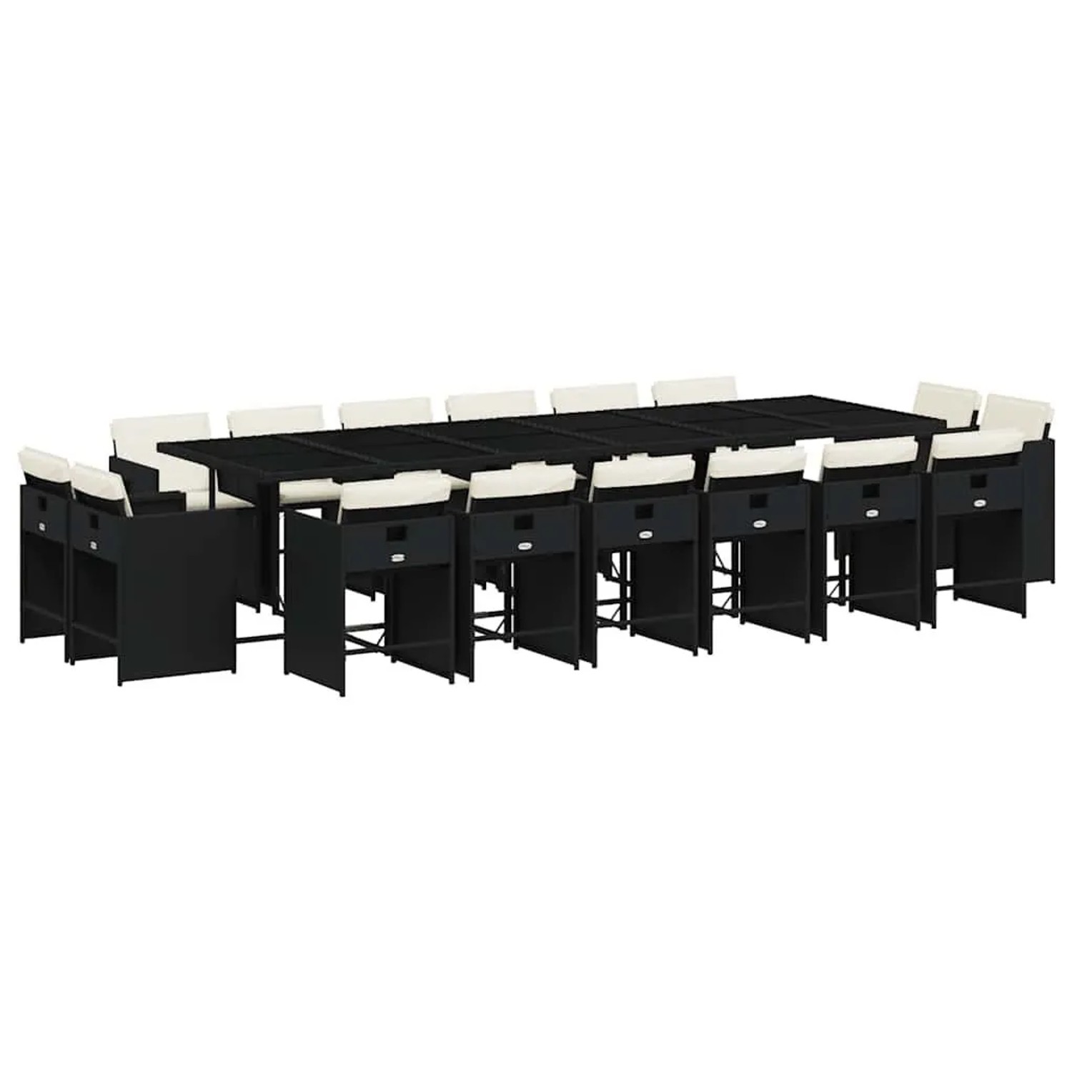 vidaXL 17-Tlg Garten-Essgruppe mit Kissen Schwarz Poly Rattan 3211242